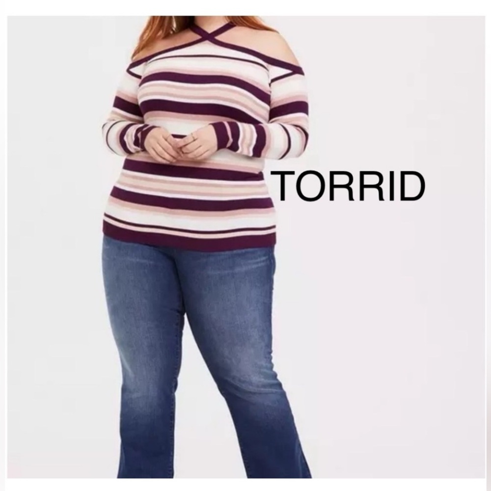Torrid Off-the-Shoulder Striped Sweater size 1